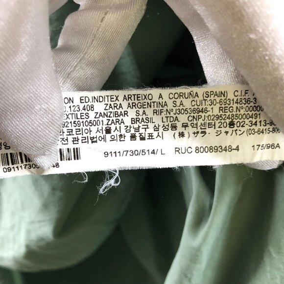 Zara Oversized Button Up Shirt Womens L Sage Green Cotton Long Sleeve - Picture 8 of 9
